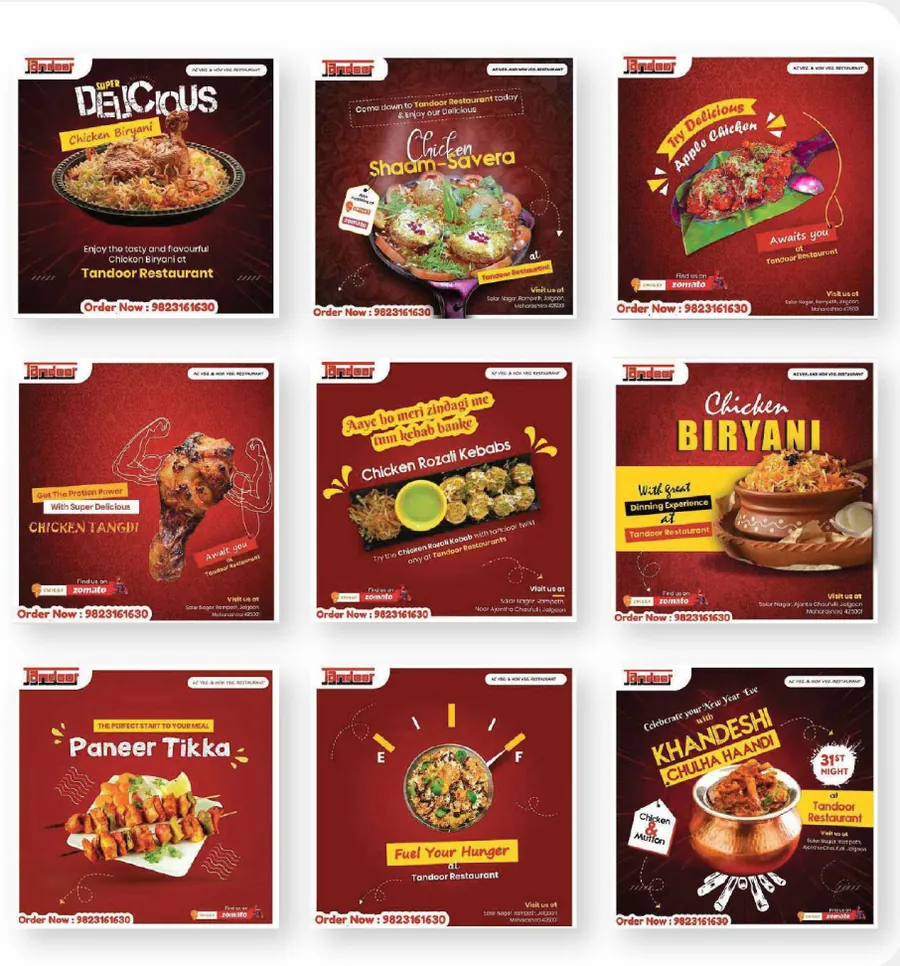 Tandoor restaurant food posts designed by Socialcave